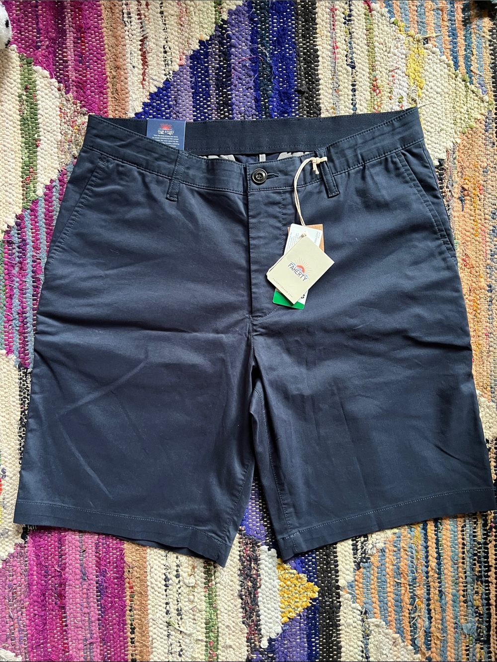 NWT Faherty Men's Navy Movement Chino Shorts